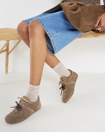 Luna Suede Retro Classic Lace Up Trainers - Extra Wide Fit (EEE)