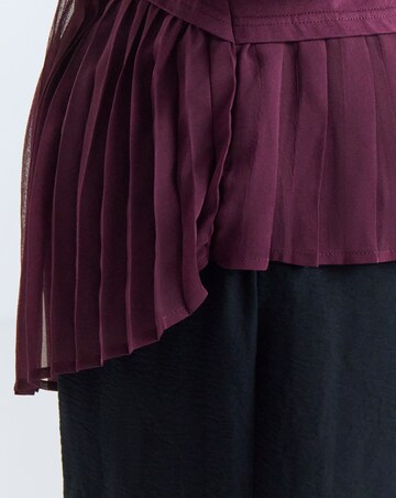Simply Be Mulberry Tee With Woven Pleated Back