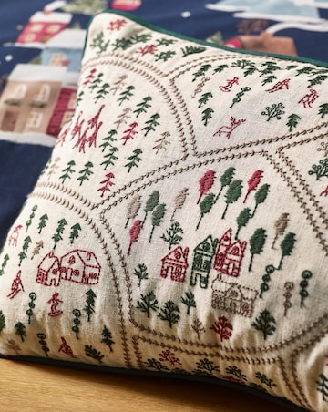 Catherine Lansfield Christmas Ski Village Cushion