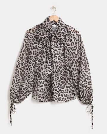 Simply Be Leopard Blouse With Pussybow Neck