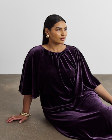 Joanna Hope Velour Cape Maxi Dress