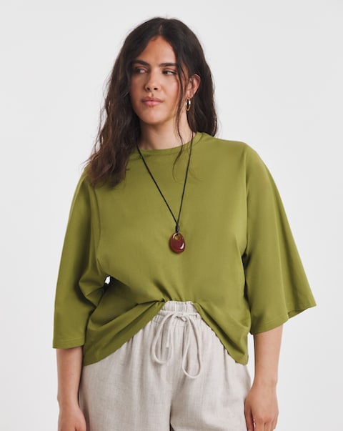Simply Be Olive Kimono Sleeve T-Shirt