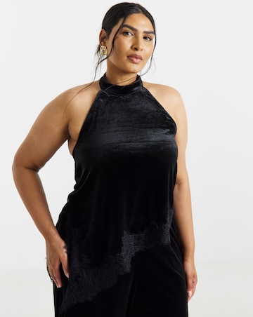 Vila Lindra Halterneck Lace Trim Top