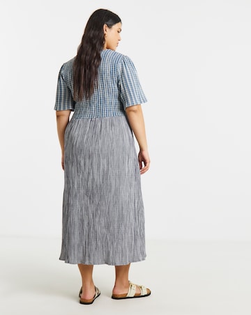 Native Youth Seersucker Dress With Tiered Skirt