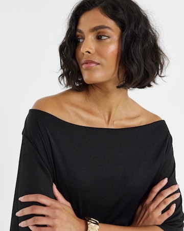 Simply Be Black Off The Shoulder Short Sleeve Top