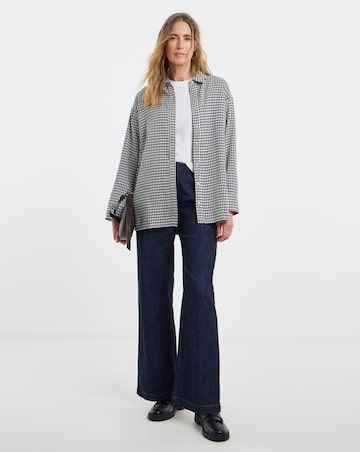 Twill Houndstooth Long Sleeve Shacket