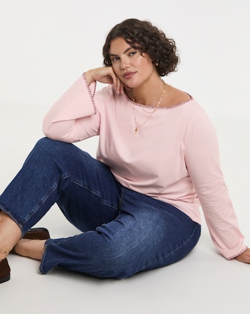 Simply Be Blush Whipstitch Edge Long Sleeve Top