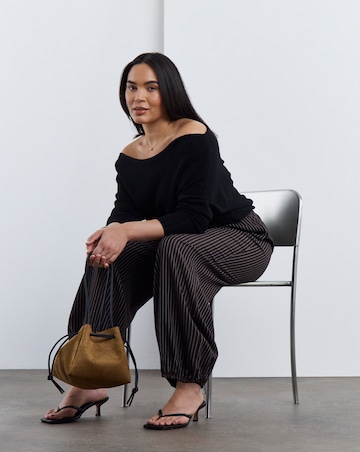 Simply Be Chocolate Pinstripe Balloon Trouser Co-ord