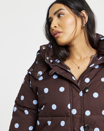 Mid Length Spot Printed Padded Coat