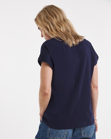Pure Cotton Navy V-Neck Short Sleeve T-Shirt