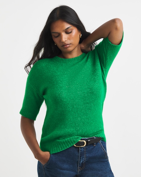 Short Sleeve Boxy Knitted Tee