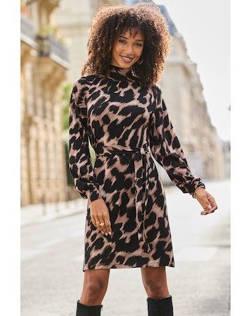 Sosandar Funnel Neck Detail Shift Dress