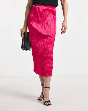 Bright Pink Crinkle Satin Skirt