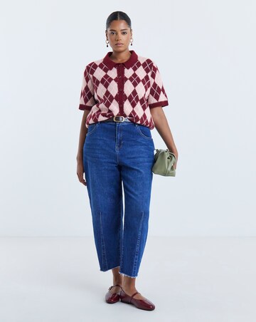 Argyle Short Sleeve Collar Cardigan