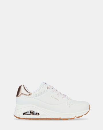 Skechers White Uno Shimmer Away Trainers - Wide Fit (E)