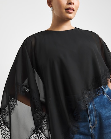 Joanna Hope Black Lace Cape Top
