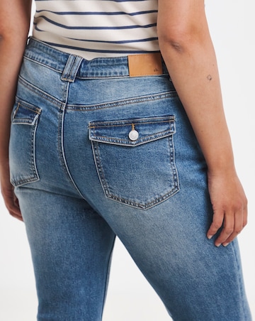 Blue Stretch Denim Flare Leg Jeans