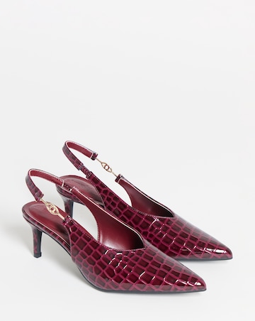 Alessia Buckle Slingback Pointed Kitten Heel Shoes - Wide Fit (E)