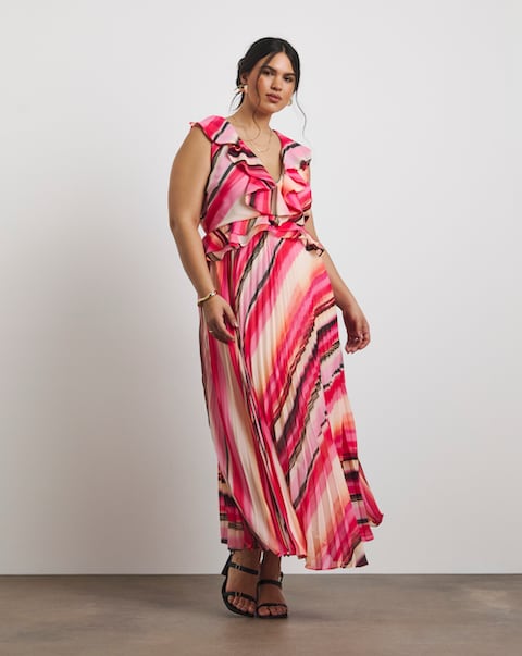 Joanna Hope Ruffle Pleated Dress