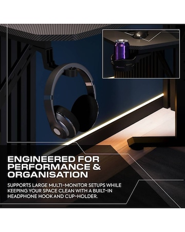 X Rocker Cougar 140cm Height Adjustable Corner Gaming Desk with Mousepad - Black