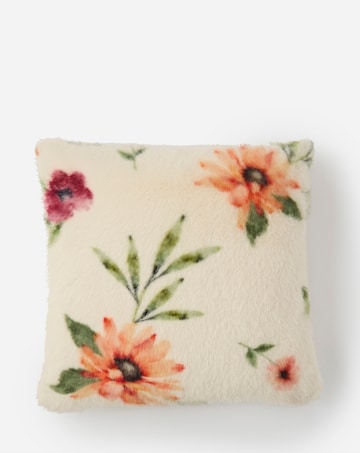 Floral Printed Luxe Faux Fur Cushion