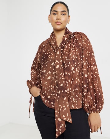 Simply Be Animal Print Pussy Bow Blouse