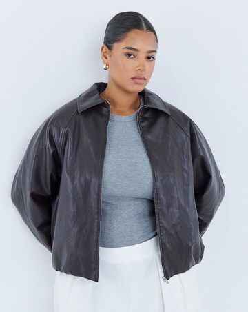 Chocolate Bubble Hem Faux Leather Jacket