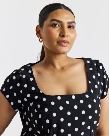 Simply Be Spot Print Peplum Seam Detail Stretch Top