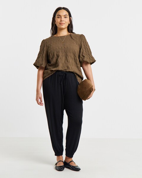 Simply Be Black Jersey Balloon Trouser