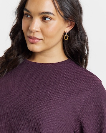 Simply Be Plum Crew Neck Textured Asymmetrical Hem Longline Top