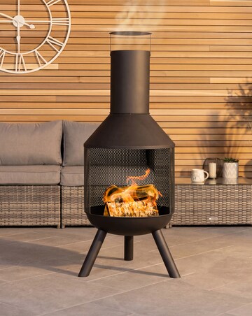 Charles Bentley Round Black Steel Chimenea