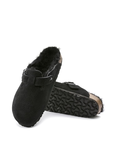 Birkenstock Boston Shearling Suede Leather Mules - Standard Fit