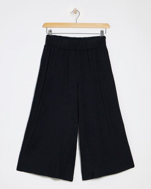 Simply Be Black Jersey V/E Wide Leg Culottes