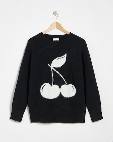 Simply Be Brushed Yarn Black Cherry Knitted Crew Neck Jumper
