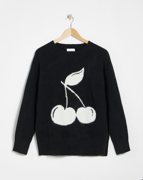 Simply Be Brushed Yarn Black Cherry Knitted Crew Neck Jumper