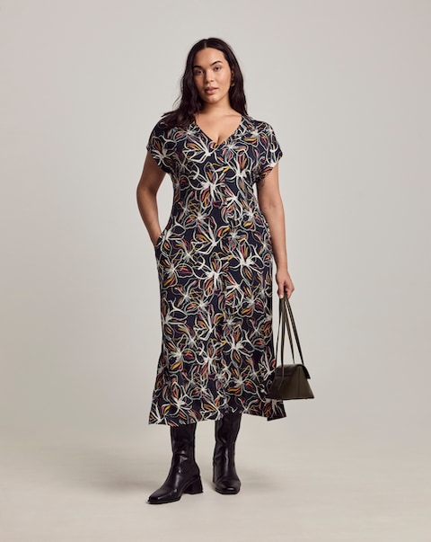 Julipa Printed Cap Sleeve Midi Dress