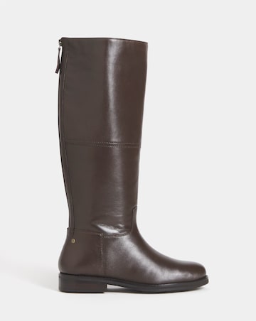 Theodora Leather Flat Knee High Boots - Extra Wide Fit (EEE) & Super Curvy Calf