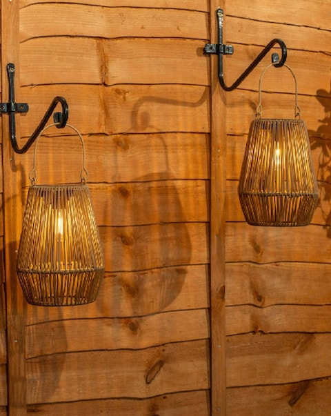 ValueLights 2 Pack Solar Powered Outdoor Faux Bamboo Garden Lantern Lights