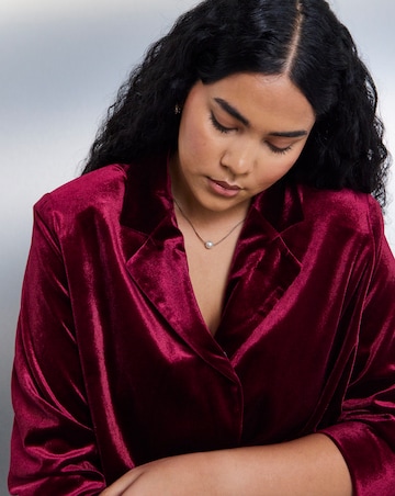 Simply Be Burgundy Velour Single Breasted Blazer