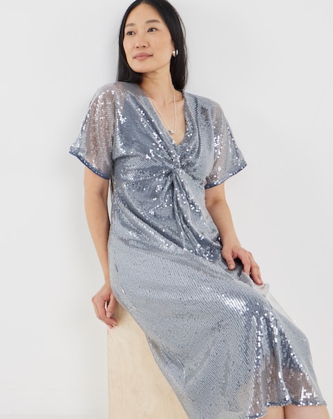 Sequin Twist Front Dress