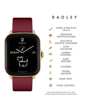 Radley Series 20 Smart Calling Watch with Dark Cherry Silicone Strap