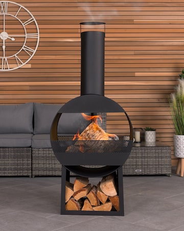 Charles Bentley Black Steel Chimenea