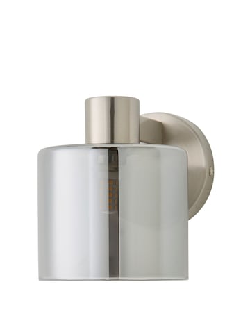 ValueLights Demi Brushed Chrome Smoke Glass Cup Wall Light