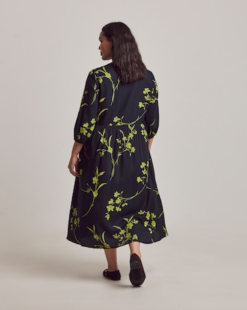Julipa Petite Navy Printed Midi Dress