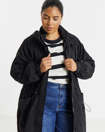 Black Pocket Detail Parachute Parka