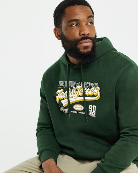 Jack & Jones Graphic Logo Hoodie - Dark Green