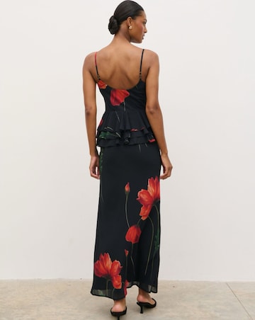 Pretty Lavish Rosie Peplum Ruffle Poppy Placement Maxi Dress