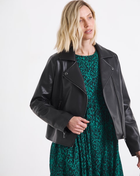 Black Faux Leather Biker Jacket