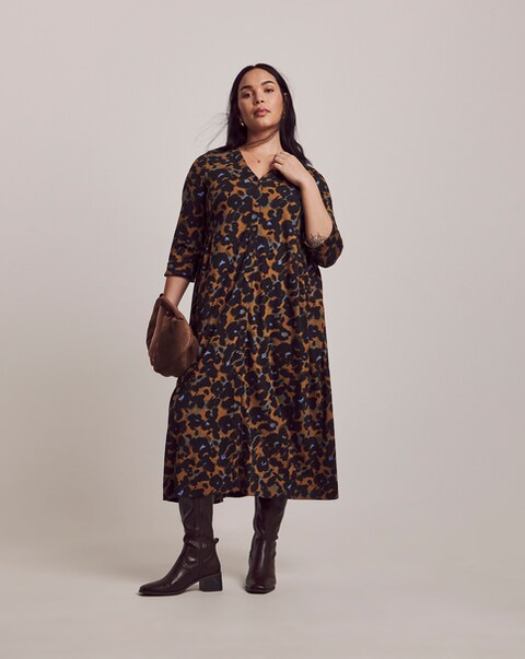 Julipa Printed Button Down Jersey Midi Dress