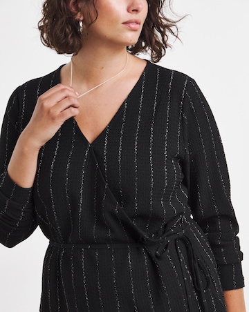 Simply Be Black Lurex Stripe Wrap Over Top